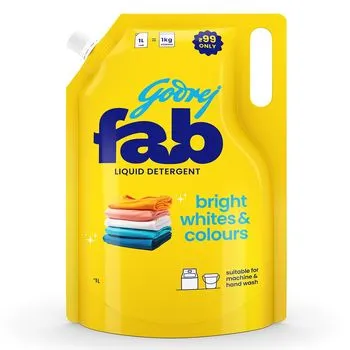 Godrej Fab Liquid Detergent Refill Pouch for Machine & Hand Wash 1Kg
