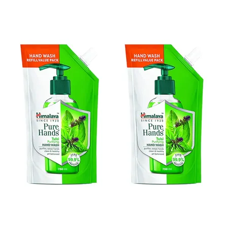 Himalaya Pure Hands Tulsi Purifying Hand Wash  675 ml (Pack of 2) – Green